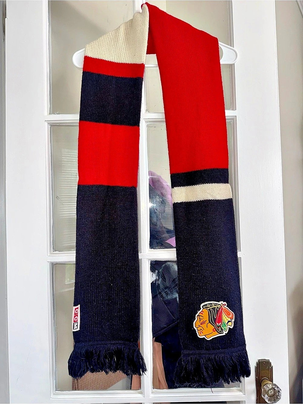 CCM Chicago Blackhawks NHL Knit Scarf Color Block Red & Black